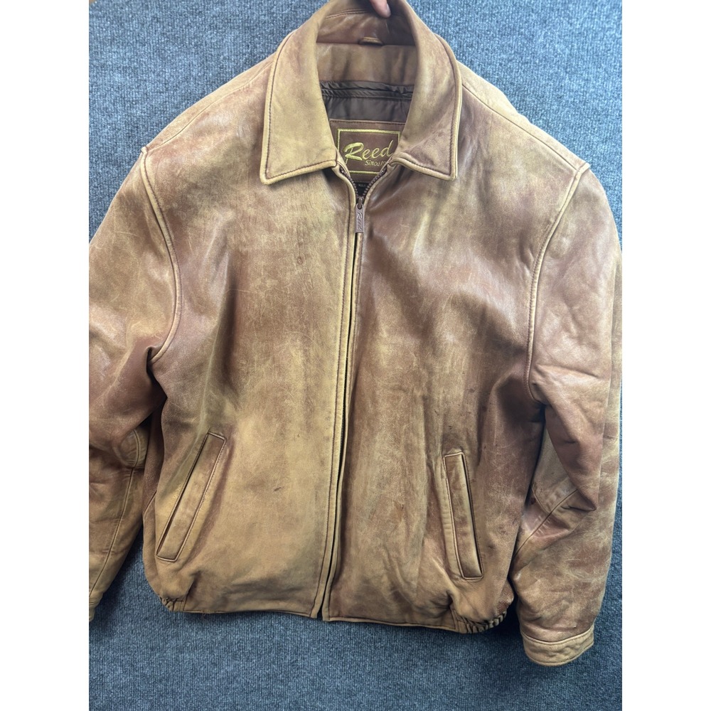 Reed Leather Bomber Jacket Mens XLT Tan Thinsulate Insulated Distressed Vintage